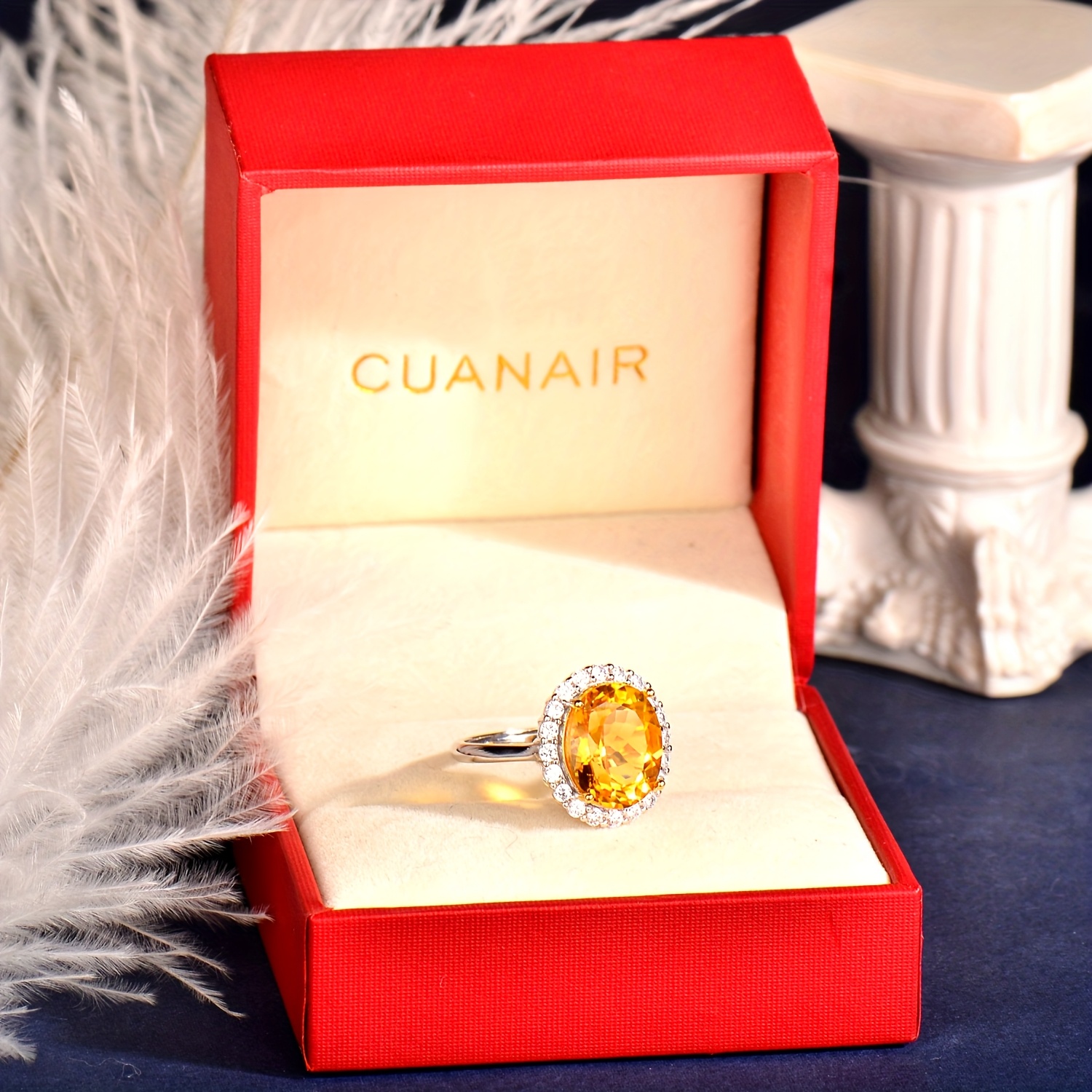 Natural Citrine 925 Silver Adjustable Ring
